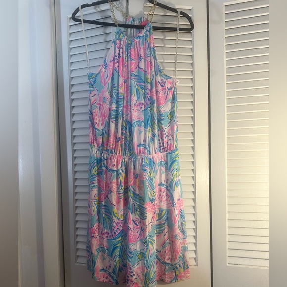 Lilly Pulitzer Pink and Blue Floral Midi Dress - Picture 1 of 8